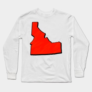 Bright Red Idaho Outline Long Sleeve T-Shirt